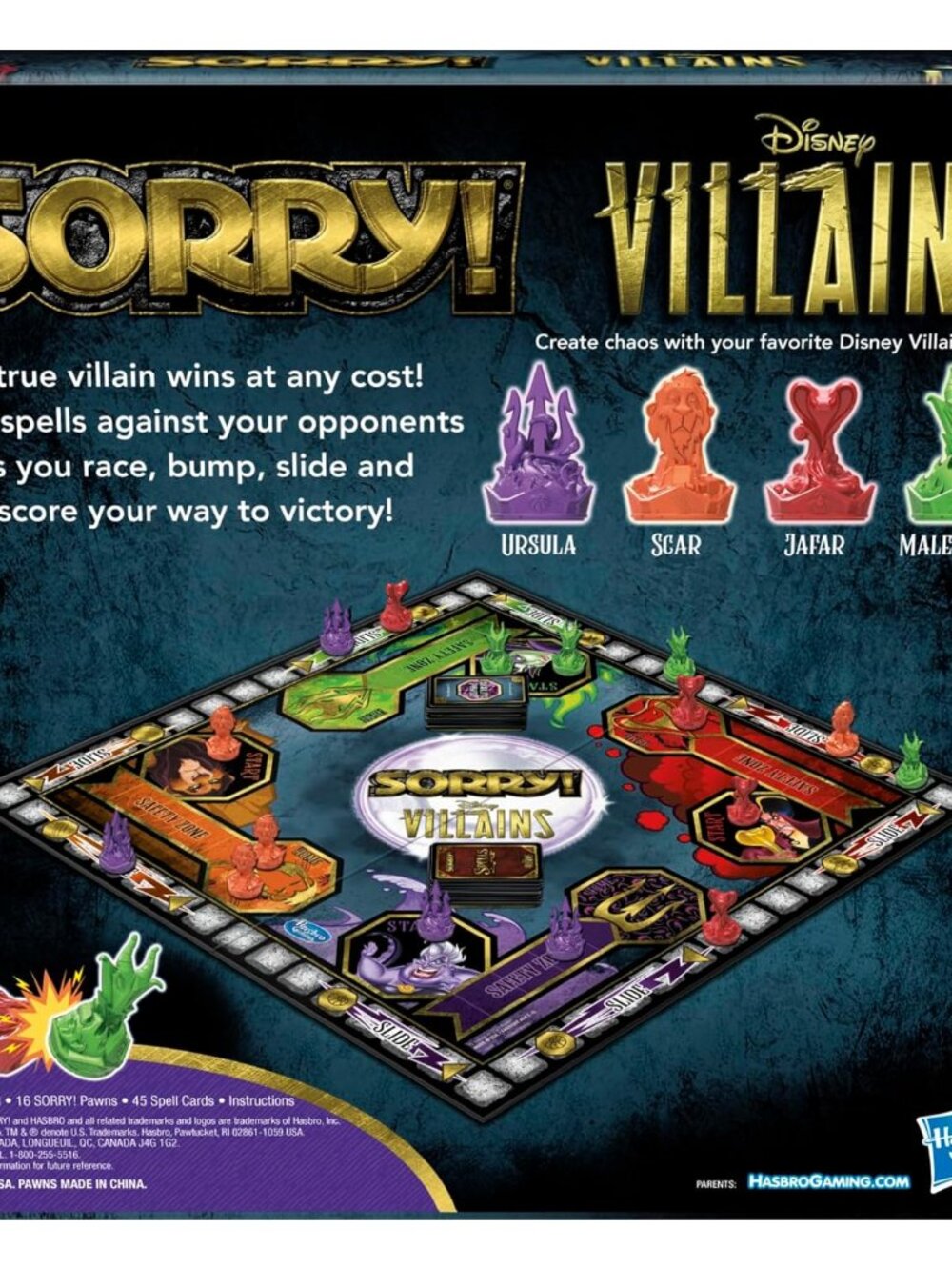 Gaming Sorry! Board Game: Disney Villains Edition Kids Game, Family Games for Ag - Picture 3 of 11